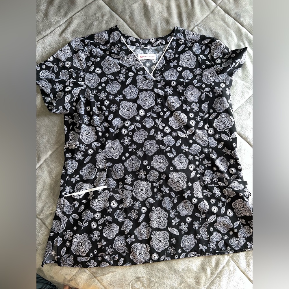 White Cross Large Scrub top, gently worn